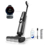 Tineco Floor One S5 Smart Nass-Trockensauger – iLoop Kabellos: Aufrechter, weiß-grauer Sauger. Reinigt Hartböden nass & trocken.