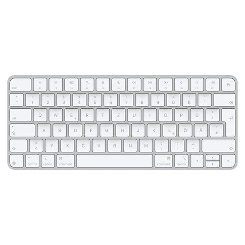 Apple Magic Keyboard Tastatur - deutsches Layout. Flache, silberfarbene Tastatur für präzise Texteingabe und Computersteuerung.