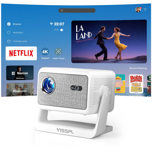VISSPL Smart Mini Beamer – Netflix, Autofokus, 6D, 1080P/4K