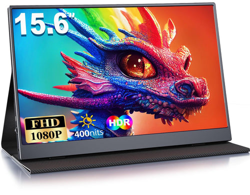 MOMODS 15.6 Zoll Tragbarer Monitor – Full HD IPS HDR, schlank, schwarz. Erweitert Bildschirm für Laptops und Konsolen.