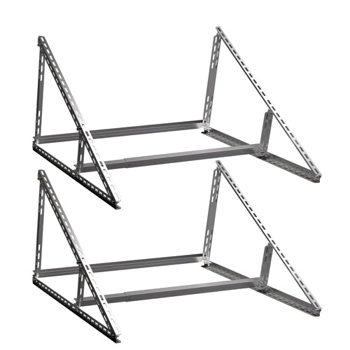 SAVOLAR Solarmodul Neigungshalterung Balkonkraftwerk, 2er Set. Silberne Aluminiumprofile ermöglichen die optimale Winkelausrichtung für Solarmodule am Balkon.