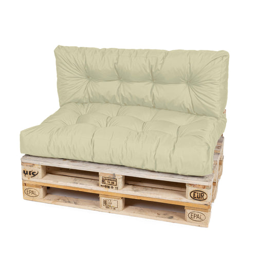 TexDeko® Garden Palettenkissen Sitzkissen 120x80cm - 2er Set Sand: Rechteckig, sandfarben. Dient als Sitzauflage für Palettenmöbel.