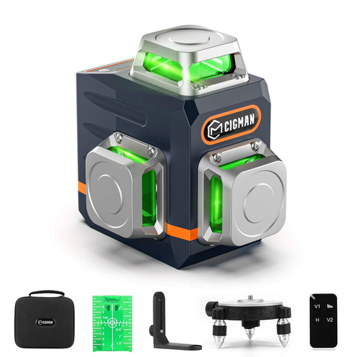 CIGMAN 3x360 grün Kreuzlinienlaser Baulaser - selbstnivellierend. Projeziert drei 360° grüne Laserlinien zur Nivellierung im Bau.