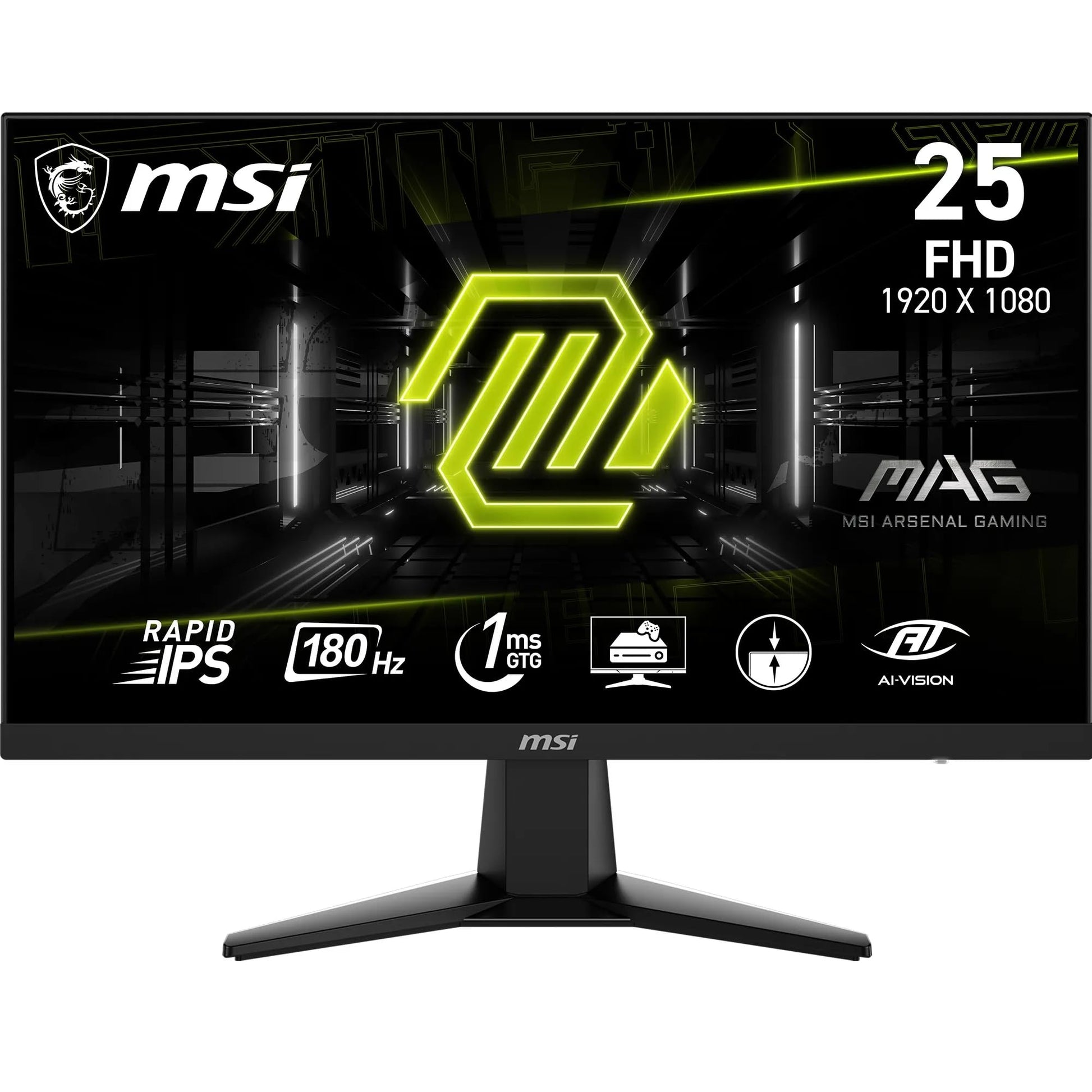 MSI MAG 256F 24.5 Zoll FHD Gaming Monitor. Schwarzer Rapid IPS Monitor (180Hz, 1ms) für flüssiges, reaktionsschnelles Gaming.