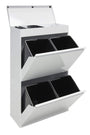 ARREGUI Top CR621-B Mülltrennsystem, rechteckig, weiss, mit 4 Fächern zur effizienten Wertstoffsammlung.
