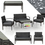 Juskys Trinidad Polyrattan Gartenmöbel Set - 4P Grau. Graues 4-teiliges Polyrattan-Sitzmöbelset für Garten und Terrasse.