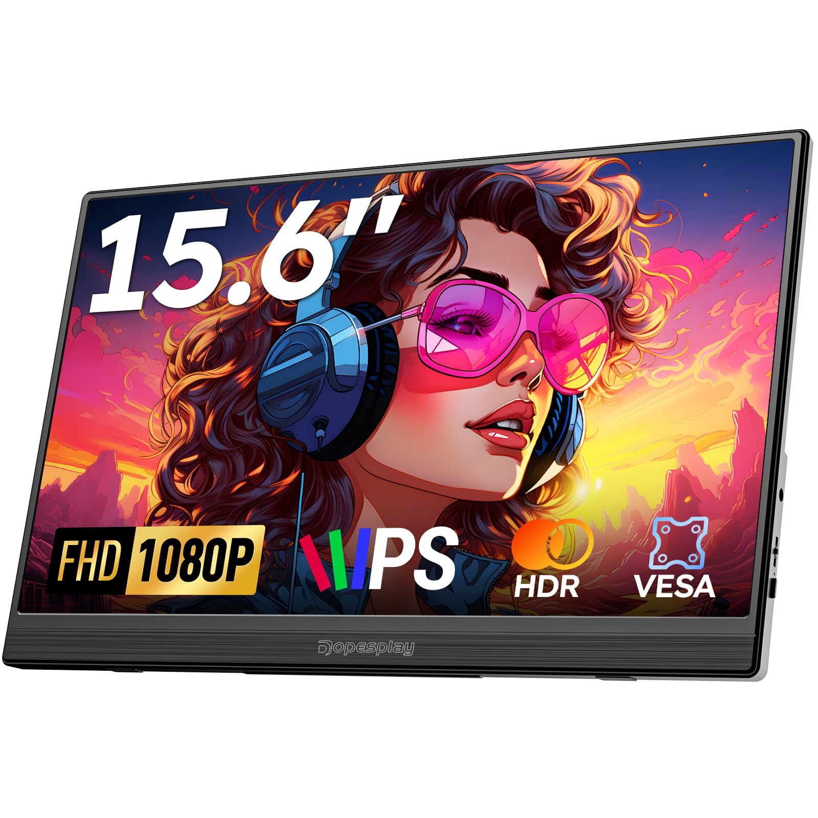 Dopesplay 2025 Tragbarer Monitor 15,6 Zoll FHD IPS. Flaches, rechteckiges IPS-Display für hochauflösende Bildwiedergabe mobil.