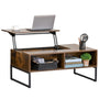 HOMCOM Wohnzimmer-Couchtisch Höhenverstellbar – Braun. Brauner, höhenverstellbarer Wohnzimmertisch, nutzbar als flexible Ablage und Esstisch.