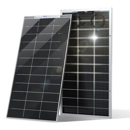 ECO-WORTHY 195W Bifacial Solarpanel Monokristallin 18V, rechteckig, dunkel. Wandelt Sonnenlicht effizient in Strom um.