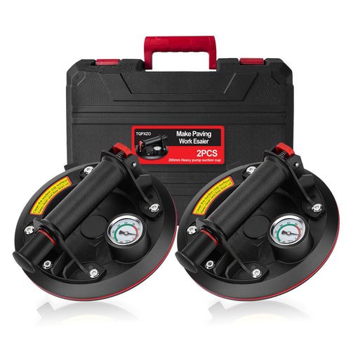 TQPXZO Saugheber 8 Zoll - Manometer 2er-Set 230kg. Schwarzer, runder Saugheber mit Manometer. Erzeugt Vakuum zum Heben von Glas und Platten.