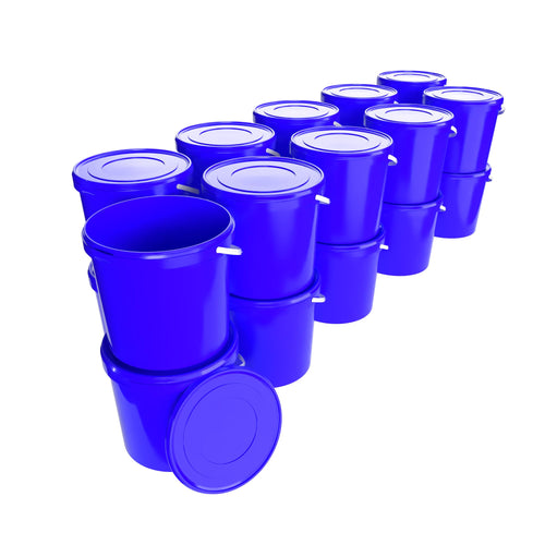 Kunststoff Eimer 10l Rund Lebensmittelecht – Blau. Runder, blauer Kunststoffbehälter zur lebensmittelechten Lagerung und zum Transport von Lebensmitteln.