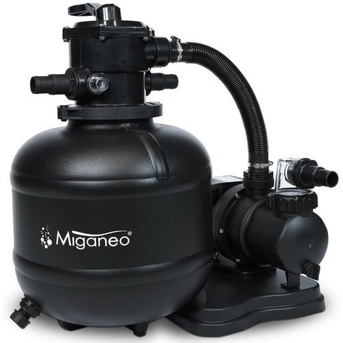 Miganeo Dynamic 8000 Pro Sandfilteranlage, schwarz, 370mm runder Filterkessel. Filtert Poolwasser.