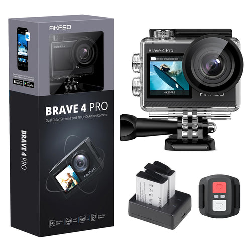 AKASO Brave 4 Pro Action Cam 4K WiFi Unterwasserkamera Grau, kompaktes, graues Gehäuse. Zum Aufzeichnen von 4K-Videos unter Wasser.
