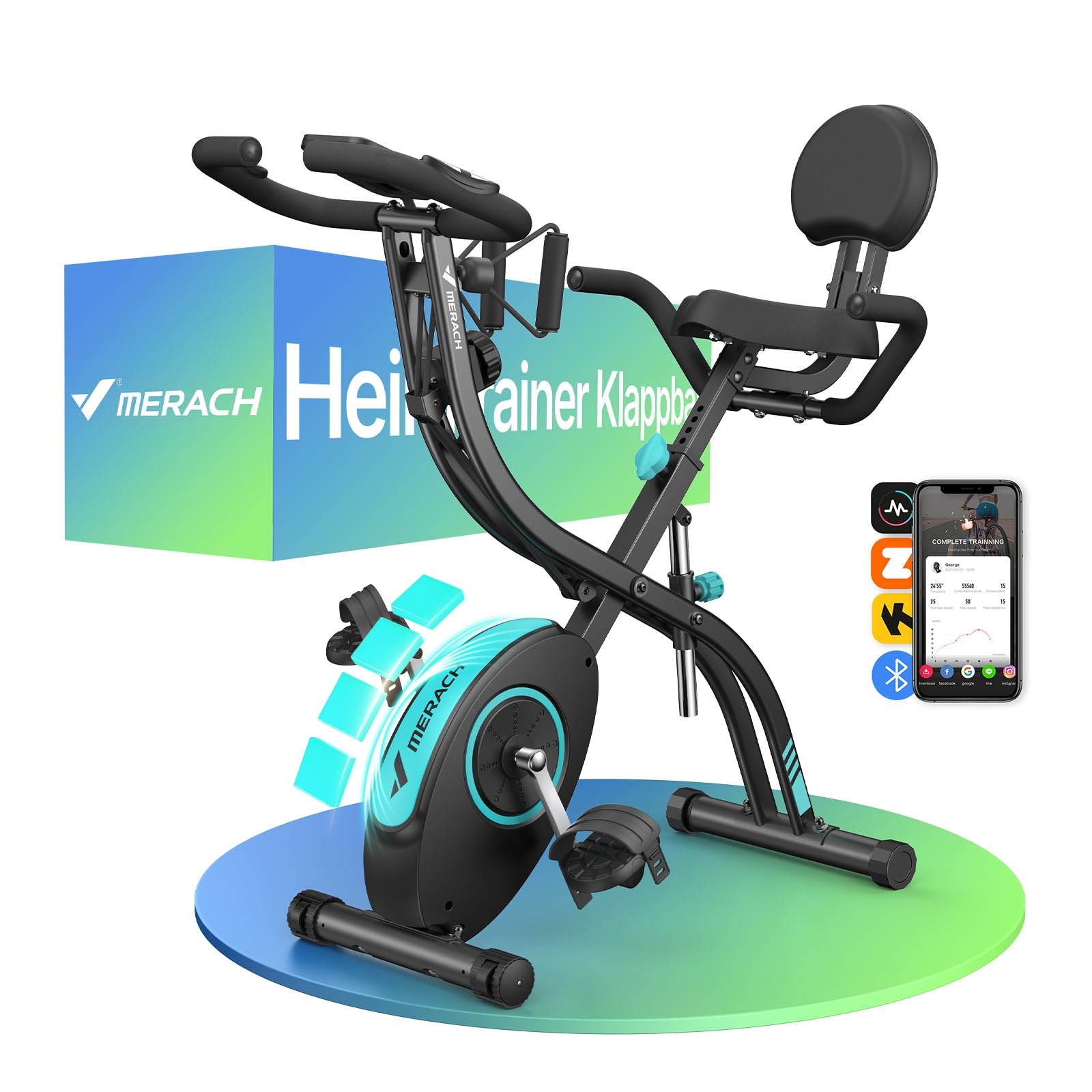 klappbares fahrrad heimtrainer MERACH 4-in-1 Hometrainer – Klappbar, leise & smart – pandaloo.ch