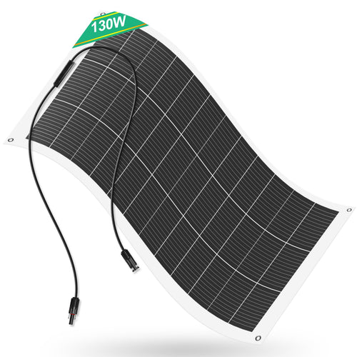 ECO-WORTHY 130W 12V Flexibles Solarpanel - Monokristallin. Rechteckig, dunkel, flexibel zur 12V-Stromerzeugung für Wohnmobil & Boot.