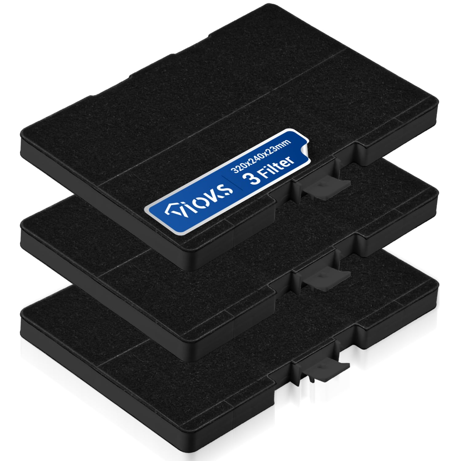 VIOKS Aktivkohlefilter Set 3x für Bosch Dunstabzugshaube, dunkelgrau, rund, zur effektiven Geruchsfilterung.