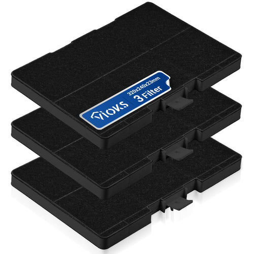 VIOKS Aktivkohlefilter Set 3x für Bosch Dunstabzugshaube, dunkelgrau, rund, zur effektiven Geruchsfilterung.