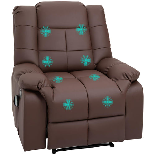 HOMCOM Elektrischer Massagesessel Relaxsessel Kunstleder Braun. Brauner Sessel mit elektrischer Massagefunktion zur Muskelentspannung.