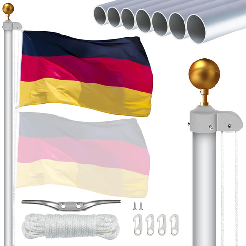 NQ Fahnenmast 6m Aluminium höhenverstellbar stabil – Silber