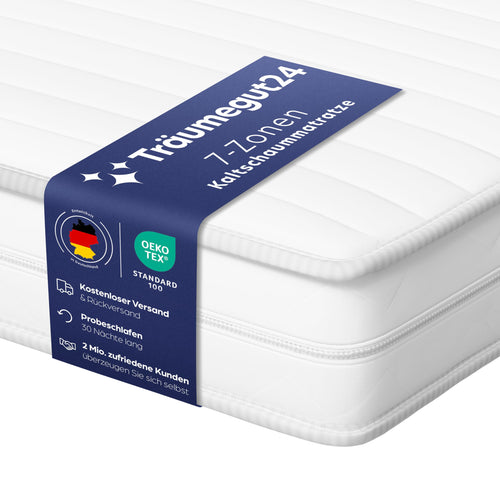 Träumegut24 AquaFlex 7-Zonen Matratze 120x200 cm | H2&H3 | Ergonomische Kaltschaummatratze | Hypoallergen & Antibakteriell | Bezug abnehmbar & waschbar | Oeko-TEX® | (16cm, 120 x 200 cm)