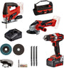 Einhell Power X-Change 3-tlg. Akku-Werkzeug-Set 18V inkl. Akku. Rot-schwarze 18V Akku-Werkzeuge. Vielseitig einsetzbar zum Bohren, Schrauben und Sägen.