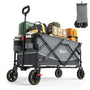 Portal faltbarer XXL Bollerwagen - 120kg Belastbarkeit, schwarz. Faltbares Design für Lastentransport bei Outdoor-Aktivitäten.