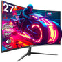 Gawfolk Curved Monitor 27 Zoll 100Hz 1800R - PC Bildschirm. Schwarzer, gekrümmter 27-Zoll-Monitor zum Anzeigen von PC-Inhalten.