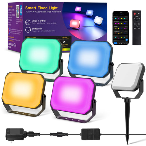 OUTON Smart LED Flutlicht Gartenbeleuchtung – 24W 4er Set
