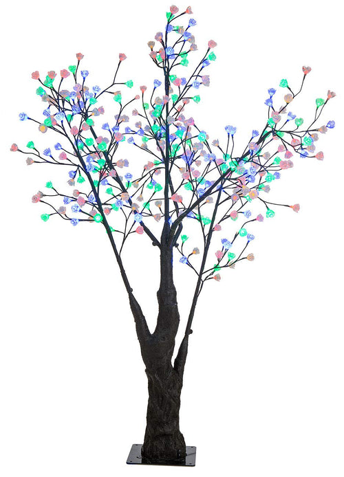Luminea LED Deko Kirschbaum 180cm – 336 farbige Blüten IP44: Kirschbaum mit farbigen LED-Blüten für Deko-Beleuchtung innen & außen (IP44).