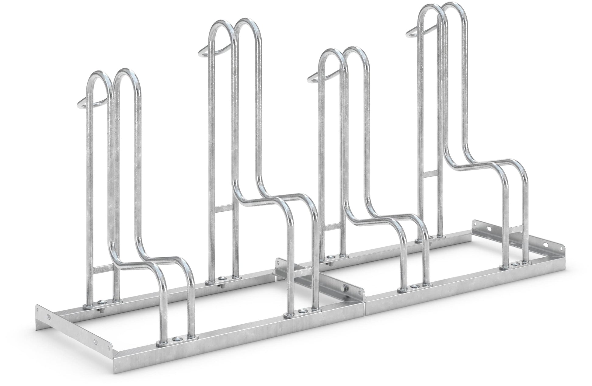Standparker einseitig – 4 Fahrräder, 1400mm, vollverzinkt, zerlegt: Vollverzinkter Fahrradparker fixiert 4 Fahrräder einseitig. Spart Platz.