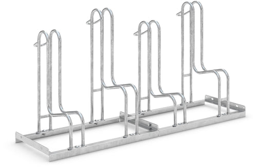 Standparker einseitig – 4 Fahrräder, 1400mm, vollverzinkt, zerlegt: Vollverzinkter Fahrradparker fixiert 4 Fahrräder einseitig. Spart Platz.