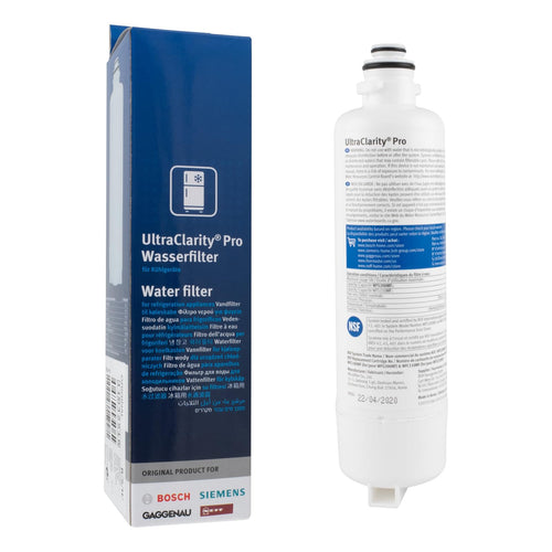 Bosch Ultra Clarity Pro Wasserfilter BORPLFTR50 – Kunststoff. Weißer, zylindrischer Filter reduziert Chlor und verbessert Wasserqualität für Kühlschränke.