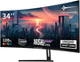Minifire MFG34C5Q Gaming Monitor – 34" UWQHD 165Hz Curved, schwarzer, gebogener 34-Zoll-Bildschirm für immersives Gaming.