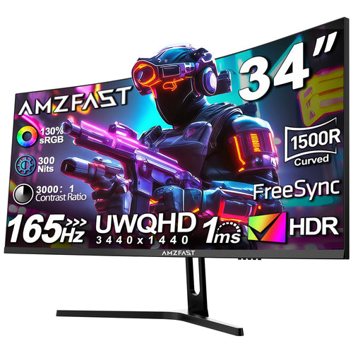 Amzfast AMZG34C5Q Curved Gaming Monitor - 34 Zoll 165Hz QHD