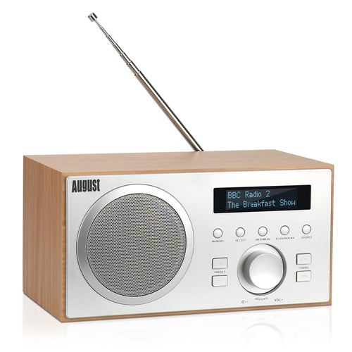 August MB420 DAB+/FM Radio - Bluetooth Küchenradio Radiowecker Holz