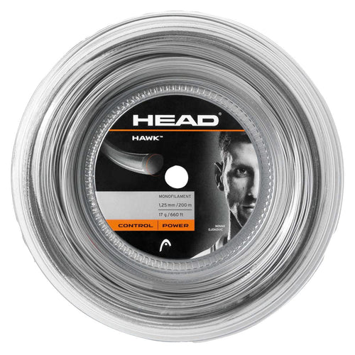 Head Hawk Reel Tennissaiten Saitenrolle – Grau Universal: Graue Tennissaiten auf Spule für das Bespannen von Tennisschlägern.