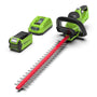 Greenworks G40HT61K2 Akku Heckenschere - 61cm 40V. Grün-schwarze 61cm Akku-Heckenschere für den Heckenschnitt von Sträuchern.