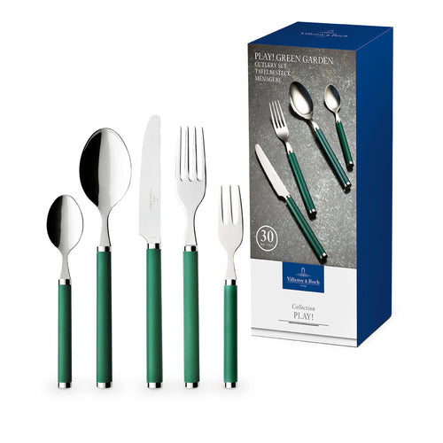 Villeroy & Boch Play! Green Garden Tafelbesteck Set 30-teilig Grün. Umfassendes grünes Besteckset zum Speisen am Esstisch.