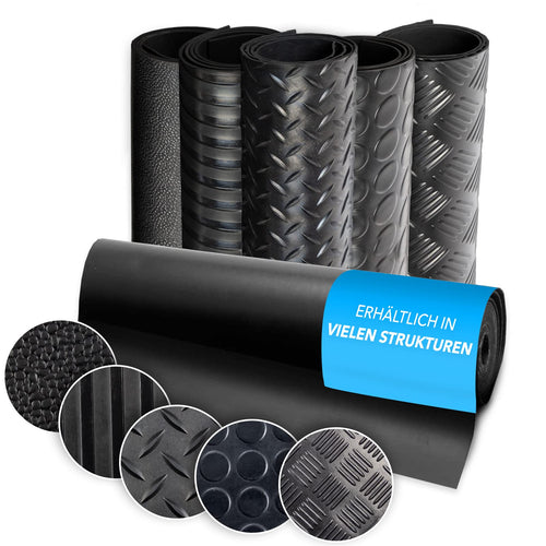 KARAT Gummimatte Meterware Antirutschmatte - Karo. Gummimatte mit erhabenem Karomuster zur Rutschhemmung auf Böden.