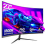 Gawfolk 27 Zoll Curved Gaming Monitor Full HD 165/180Hz, schwarzer, gebogener Bildschirm für flüssiges Full HD Gaming.