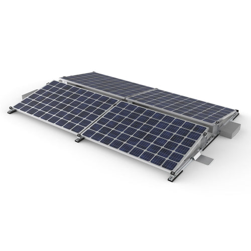ALLDREI Balkonkraftwerk Halterung für 4 Solarpanel - Aluminium. Silberne Aluminium-Konstruktion zur Montage von 4 PV-Modulen.