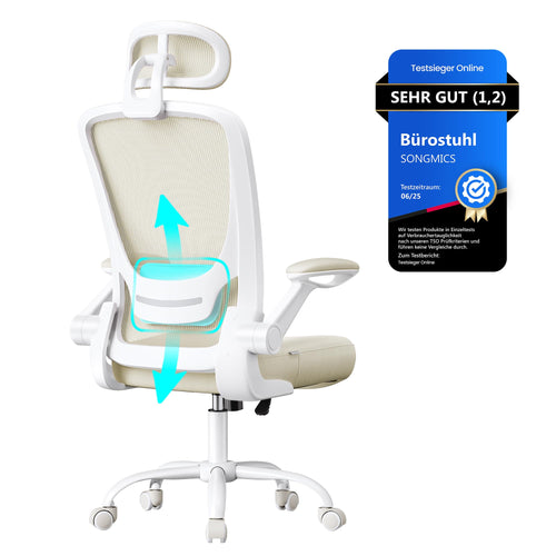 SONGMICS OBN047K01 Ergonomischer Drehstuhl - Cappuccinobeige