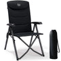 TIMBER RIDGE Campingstuhl Faltbar Alu Hohe Lehne Schwarz. Ein schwarzer Klappstuhl mit hoher Rückenlehne, ideal für Outdoor-Einsatz.