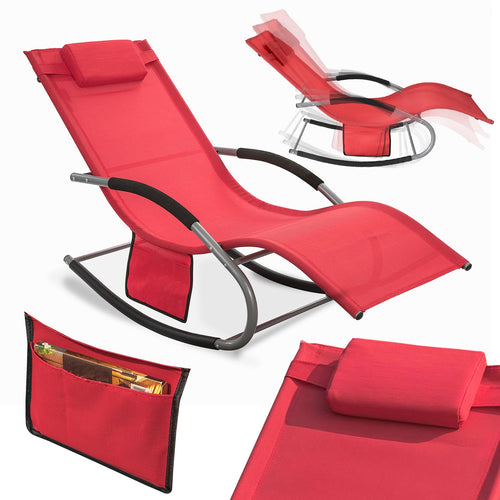 SoBuy OGS28-R Garten-Schaukelliege Relaxliege - Rot. Geschwungene Liegeform zum Schaukeln und Entspannen im Garten.
