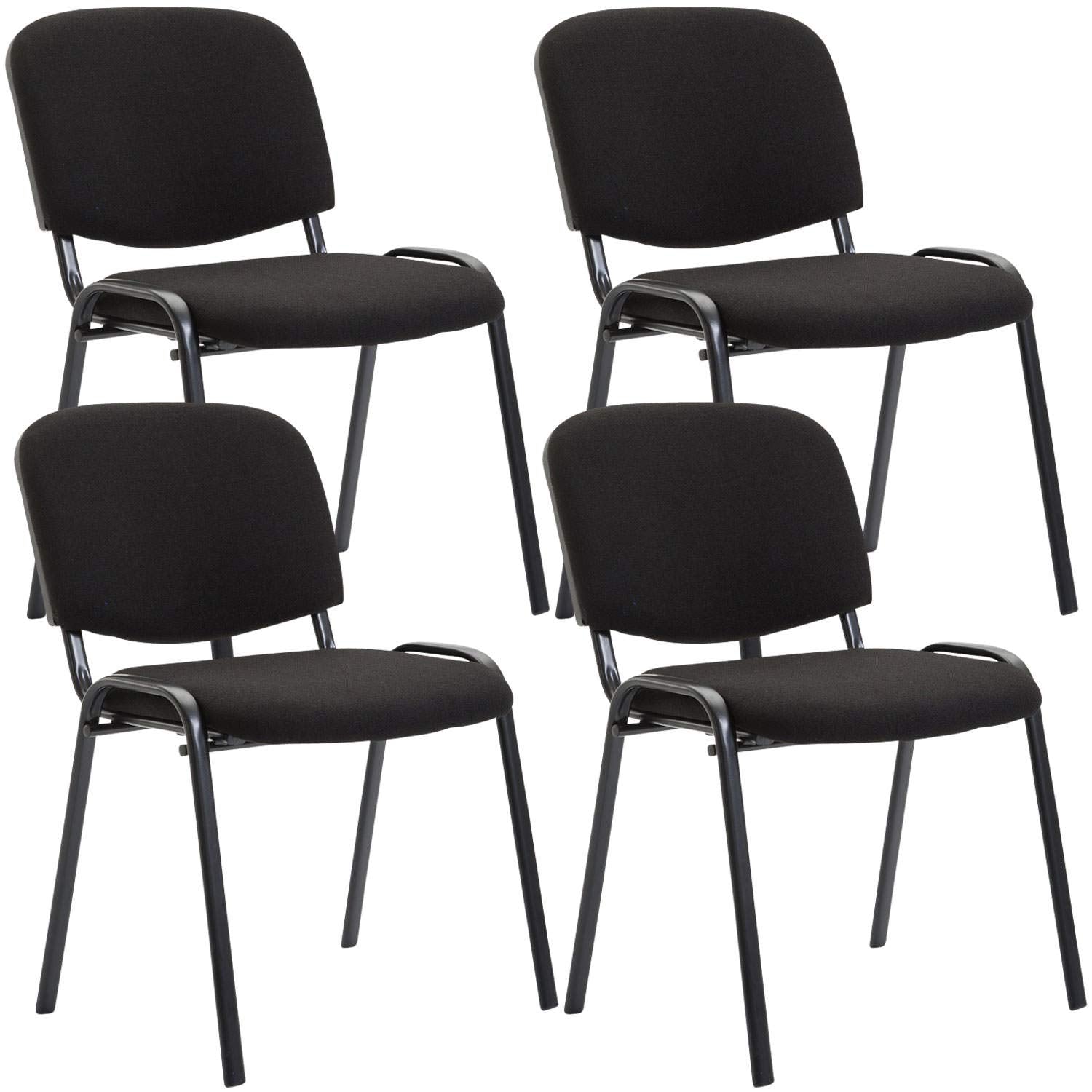 CLP Ken Besucherstuhl Stoff Stapelbar - 4er Set Schwarz. Vier schwarze Stoffstühle, stapelbar. Perfekt für Wartezimmer und Konferenzräume.