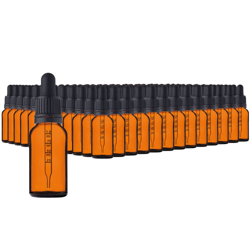 HandsUnity 20ml Pipettenflasche Apothekerglas Set – 156 Stk Bernsteinglas. Zylindrische Bernsteinglasflasche mit Pipette zur präzisen Dosierung und Lagerung von Flüssigkeiten.