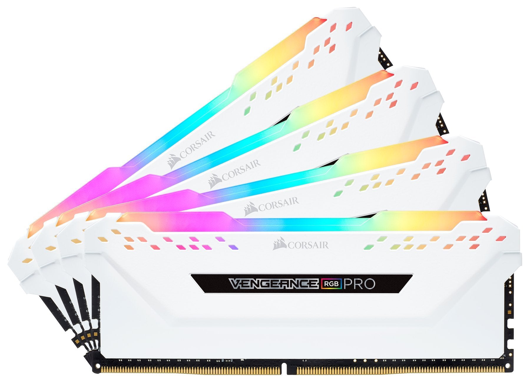 Corsair Vengeance RGB PRO DDR4 RAM 32GB 3200MHz - Weiss: Weißer RAM-Riegel mit RGB-Beleuchtung als schneller PC-Arbeitsspeicher.