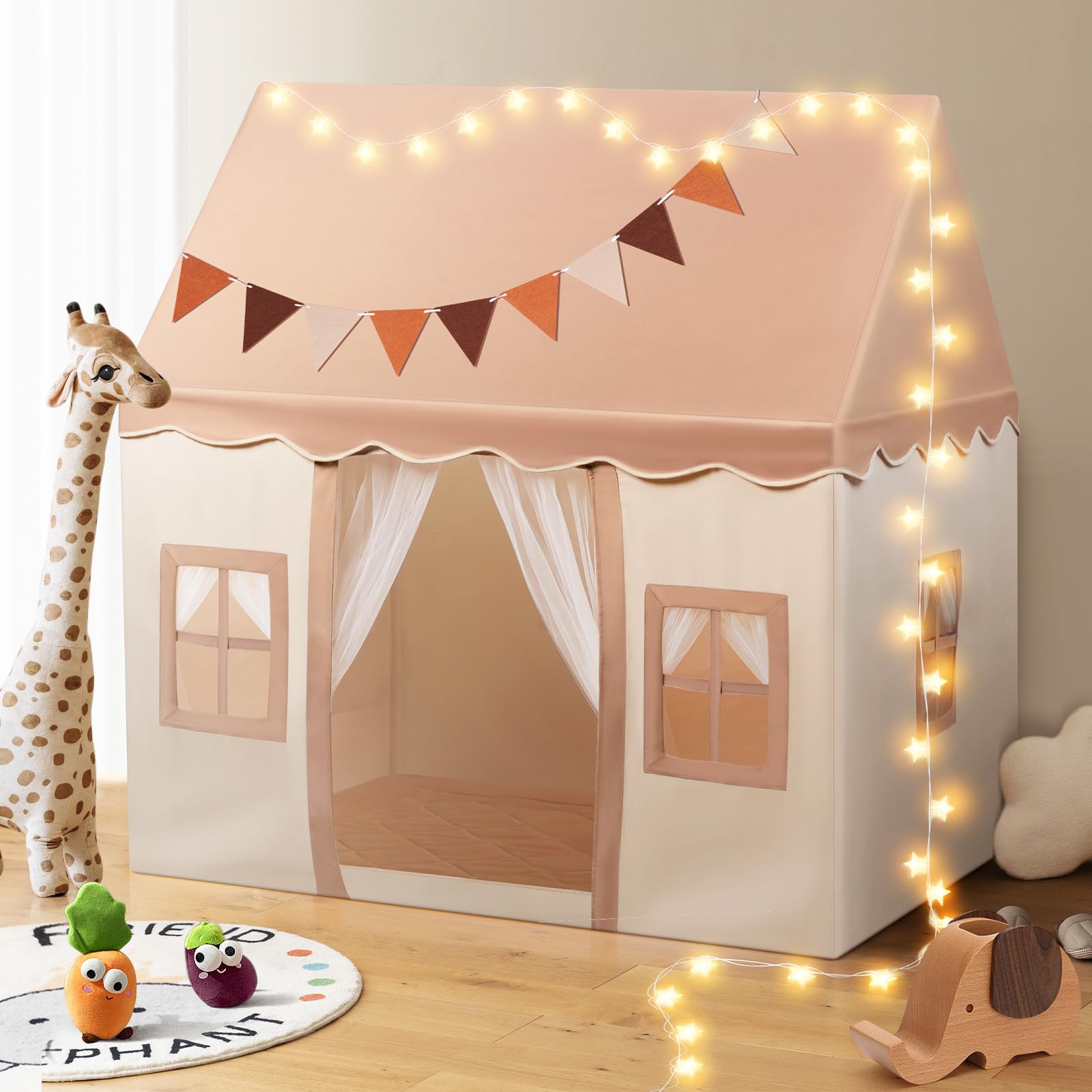 Spielzelt Kinder mit Matte & Lichterkette