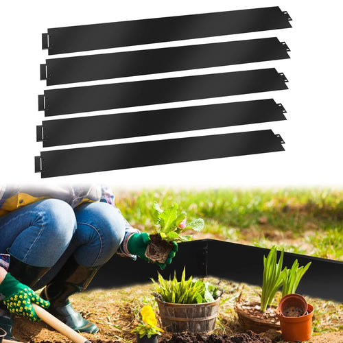 Herrselsam Rasenkante verzinkt Metall Beeteinfassung – Schwarz 40m. Schwarze Metallkante zur Abgrenzung von Rasen und Beeten.