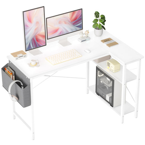 BEXEVUE L-förmiger Gaming Tisch 120x70 cm – Weiss, umkehrbar